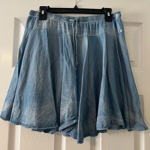 Blue Denim Flared Skirt